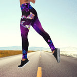 a woman is running down the road in a colorful outfit