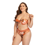 Floral Print Split High Waist Swimsuits