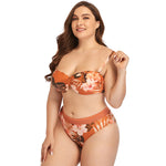 Floral Print Split High Waist Swimsuits