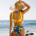 Front Cross Lace Up Two-Piece Bathing Suit