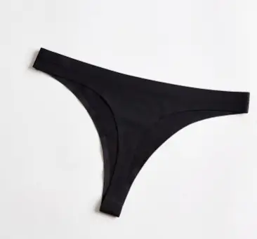 a woman's black bikini bottom on a white background