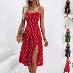 New Polka Dot Print Suspender Dress