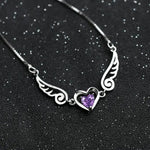 Angel Wings Necklace Pure Silver 925 Jewelry Romantic Purple Crystal Heart Necklaces For Women Sterling-Silver-Jewelry Necklace USD 6099779758 925 Silver Purple Drill / 925 Silver CJZBLXLX03601-Purple Drill-925 Silver Purple Drill United States HQ Fashion & Pets NothingHereYouDontWant