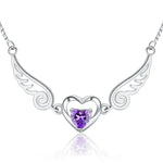 Angel Wings Necklace Pure Silver 925 Jewelry Romantic Purple Crystal Heart Necklaces For Women Sterling-Silver-Jewelry Necklace USD 6099779758 925 Silver Purple Drill / 925 Silver CJZBLXLX03601-Purple Drill-925 Silver Purple Drill United States HQ Fashion & Pets NothingHereYouDontWant