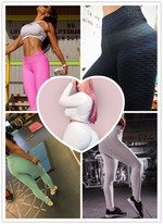 a collage of photos of a woman in tights and leggings