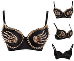 Women Nightclub Black Finger Bra