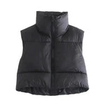 a women's black down filled vest