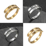 Stainless Steel Ring Retro English Double Ring