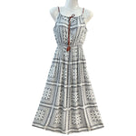 Trendy Women's Cotton Silk Belt Beach Dress With Suspenders