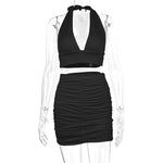 2pcs Dress Suits For Women Halter Lace-up