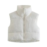 a women's white down filled vest