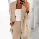 Solid Color Blazer Long Sleeve