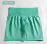 a pair of mint green shorts on a white background