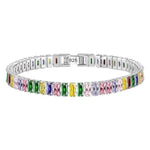 a bracelet with multicolored stones on a white background