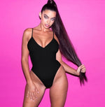 Sexy Solid Color Triangle One-piece Swimsuit