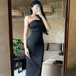 Women's Satin Backless Simple Tube Top Dress