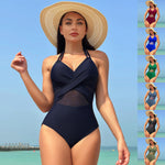 Halter-neck One-piece Swimsuit Cross-strap Design