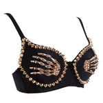 Women Nightclub Black Finger Bra