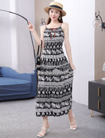 Trendy Women's Cotton Silk Belt Beach Dress With Suspenders