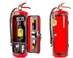 a red fire extinguisher with a bottle in it