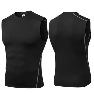 two men's sleeveless shirts with zippers