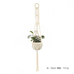 a plant hanging from a rope with a potted plant in it