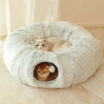 2 In 1 Round Tunnel Cat Beds HQ Fashion & Pets HQ Fashion & Pets USD United States Grey 6099779758 95cm diameter 1216207_MPFXZ8N KE2HVFSWJ Grey / 95cm diameter Rainbow colours / 85cm