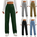 a woman in four different colored pants