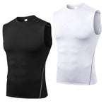 two men's sleeveless shirts with zippers