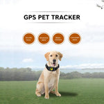 a dog sitting in the grass wearing a gps pet tracker