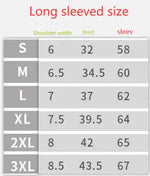 the size chart for a long sleeved shirt