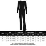 a women's long sleeved top and pants sizes chart