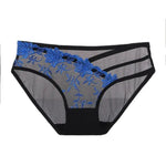 a women's underwear with blue flowers on it